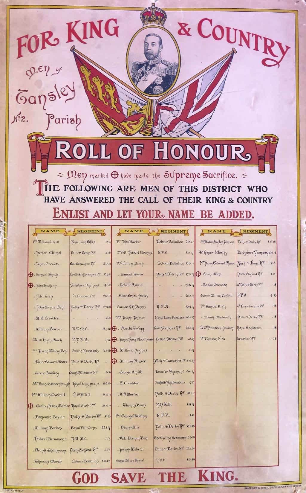 WW1 Roll of Honour 2 for Tansley